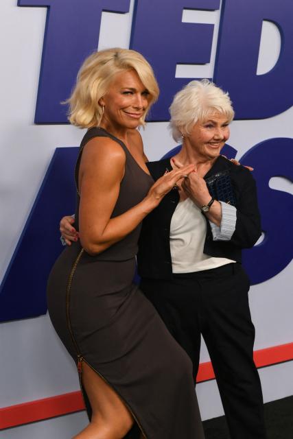 British actress Hannah Waddingham and English actress Annette Badland attend the LA FYC screening of Apple TV's "Ted Lasso" at the Hammer Museum in Los Angeles, on July 29, 2026. (Photo by Unique Nicole / AFP)