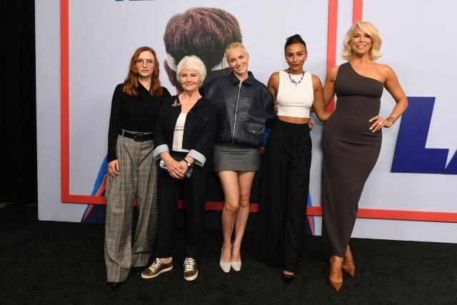 (L-R) English actress Faye Marsay, English actress Annette Badland, British actress Jude Mack, Welsh actress Abbie Hern and British actress Hannah Waddingham attend the LA FYC screening of Apple TV's "Ted Lasso" at the Hammer Museum in Los Angeles, on July 29, 2026. (Photo by Unique Nicole / AFP)