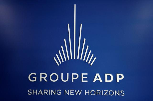 (FILES) This photograph shows the logo of the international airport operator ADP Group during the 55th edition of the International Paris Air Show (Salon international de l'aeronautique et de l'espace - SIAE) at the Paris–Le Bourget Airport, in Le Bourget, north of Paris on June 20, 2025. Paris Stock Exchange: Groupe ADP soars 13% after tripling its net profit in the first half of the year, the group announced on July 30, 2026. (Photo by Benoit Tessier / POOL / AFP)