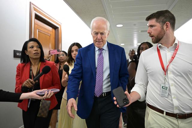 US Senator John Cornyn, Republican from Texas, speaks to reporters following a Senate Finance Committee hearing on Capitol Hill in Washington, DC, on July 30, 2026. According to US media reports, Republican Senators John Cornyn and Thom Tillis have said they still don't have everything they need from acting US Attorney General Todd Blanche in order to move forward in favor of his nomination. (Photo by Oliver Contreras / AFP)