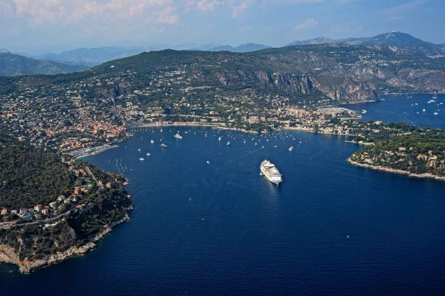 This aerial photograph shows a view of Villefranche-sur-Mer, southeastern France on July 30, 2026. (Photo by Valery HACHE / AFP)