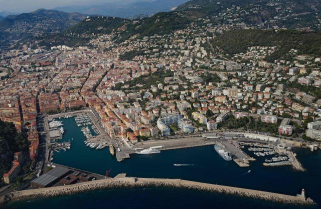 This aerial photograph shows a view of Nice's harbour, southeastern France on July 30, 2026. (Photo by Valery HACHE / AFP)