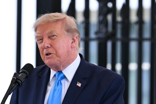 US President Donald Trump speaks during an event about the Freedom Haulers program at the White House in Washington, DC, on July 30, 2026. The Freedom Haulers program aims to assist military veterans in becoming commercial truck drivers while cracking down on non-English speaking drivers. (Photo by Brendan SMIALOWSKI / AFP)