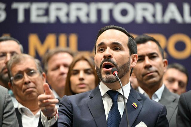 Colombia's president-elect Abelardo de la Espriella speaks during a press conference in Bogota on July 30, 2026. De la Espriella will take office on August 7, 2026. (Photo by Luis ACOSTA / AFP)