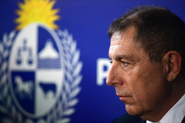 Uruguay's Minister of Economy Gabriel Oddone looks on during a press conference at Uruguay's Presidency building in Montevideo on July 30, 2026, after a meeting with International Monetary Fund (IMF) Managing Director Kristalina Georgieva. (Photo by Dante FERNANDEZ / AFP)