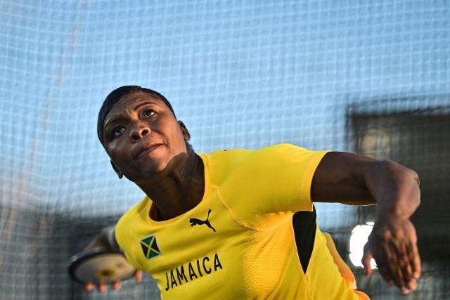 Jamaica's Samantha Hall competes in the women's discus throw final during the athletics event at the Scotstoun Stadium in Glasgow, on day seven of the Commonwealth Games in Glasgow, Scotland, on July 30, 2026. (Photo by Ben STANSALL / AFP)