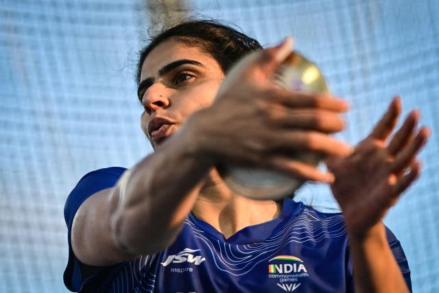 India's Nidhi Rani competes in the women's discus throw final during the athletics event at the Scotstoun Stadium in Glasgow, on day seven of the Commonwealth Games in Glasgow, Scotland, on July 30, 2026. (Photo by Ben STANSALL / AFP)