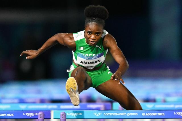 Nigeria's Tobi Amusan competes in the women's 100m hurdles final during the athletics event at the Scotstoun Stadium in Glasgow, on day seven of the Commonwealth Games in Glasgow, Scotland, on July 30, 2026. (Photo by ANDY BUCHANAN / AFP)