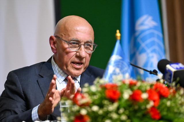 The UN Special Rapporteur on the situation of human rights in Cambodia Tom Andrews speaks during a press conference in Phnom Penh on July 31,2026. (Photo by TANG CHHIN SOTHY / AFP)