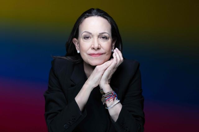 (FILES) Venezuelan opposition leader and 2025 Nobel Peace Prize winner Maria Corina Machado poses during a photo session in Paris on April 14, 2026. It is “essential” that opposition leader Maria Corina Machado takes part in the political dialogue due to begin on August 1, 2026 in Venezuela, said Alejandro Fleming, a former minister under the ousted Nicolas Maduro and his predecessor Hugo Chavez, in an interview with AFP. (Photo by JOEL SAGET / AFP)