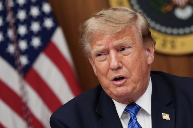 US President Donald Trump speaks during a Cabinet meeting at Camp David in Maryland, on July 31, 2026. (Photo by Aaron Schwartz / AFP)