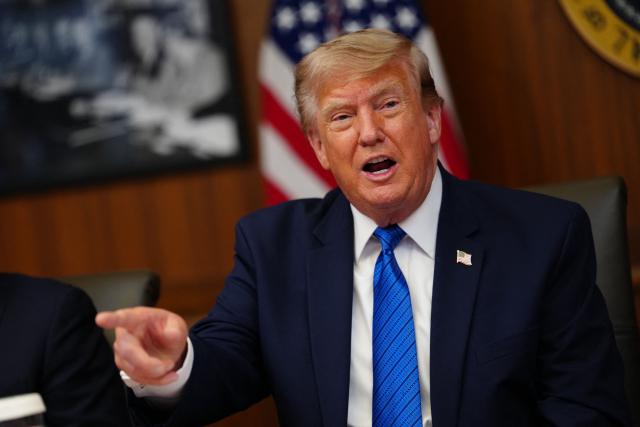 US President Donald Trump speaks during a Cabinet meeting at Camp David in Maryland, on July 31, 2026. (Photo by Aaron Schwartz / AFP)