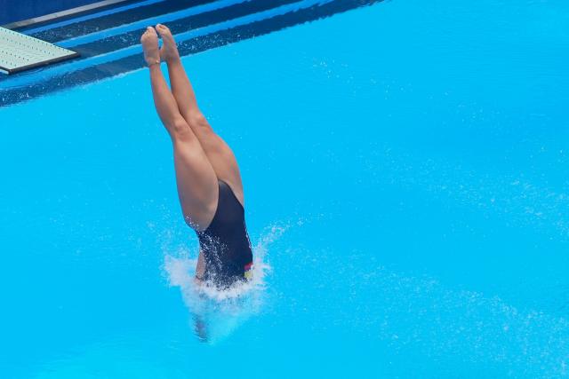 Colombia's Viviana Uribe takes part in the Women's 1m Springboard final during the XXV Central American and Caribbean Games in Santo Domingo on July 31, 2026. (Photo by Francesco SPOTORNO / AFP)