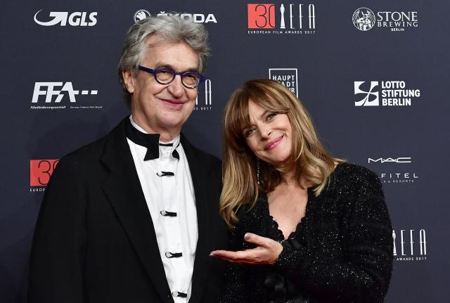 (FILES) German director Wim Wenders (L) and German actress Nastassja Kinski pose upon arrival for the 30th European Film Awards in Berlin, on December 9, 2017. German director Wim Wenders will delete a scene in his 1975 film "Wrong Move" in which actress Nastassja Kinski appeared wearing almost nothing when she was 13 years old, announced in a joint statement published on June 31, 2026 on the website of the Wim Wenders Foundation. (Photo by Tobias SCHWARZ / AFP) / ALTERNATE CROP