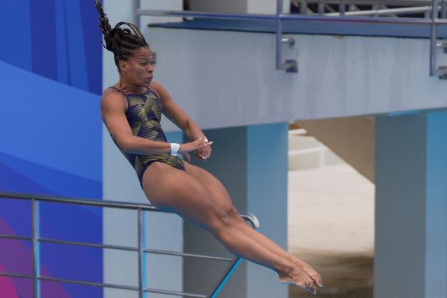 Cuba's Prisis Ruiz takes part in the Women's 1m Springboard final during the XXV Central American and Caribbean Games in Santo Domingo on July 31, 2026. (Photo by Francesco SPOTORNO / AFP)