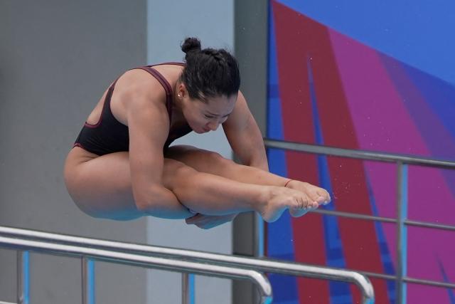 Colombia's Daniela Zapata takes part in the Women's 1m Springboard final during the XXV Central American and Caribbean Games in Santo Domingo on July 31, 2026. (Photo by Francesco SPOTORNO / AFP)
