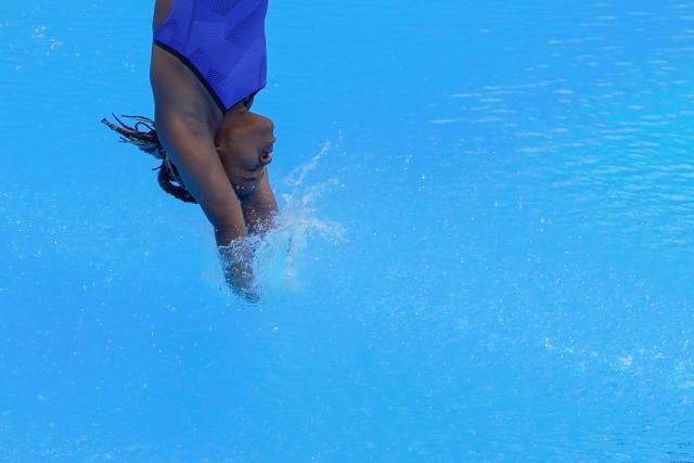 Cuba's Anisley Garcia takes part in the Women's 1m Springboard final during the XXV Central American and Caribbean Games in Santo Domingo on July 31, 2026. (Photo by Francesco SPOTORNO / AFP)