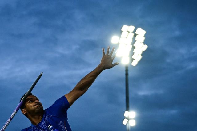 India's Yash Vir Singh competes in the men's javelin throw final during the athletics event at the Scotstoun Stadium in Glasgow, on day eight of the Commonwealth Games in Glasgow, Scotland, on July 31, 2026. (Photo by Ben STANSALL / AFP)