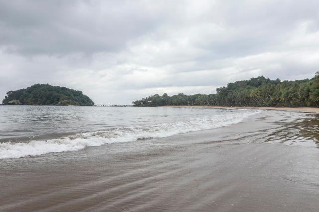 A general view of Bom Bom  beach, near Santo Antonio, in Príncipe Island in São Tomé and Príncipe, on  August 1, 2026. (Photo by Daniel BELOUMOU OLOMO / AFP)