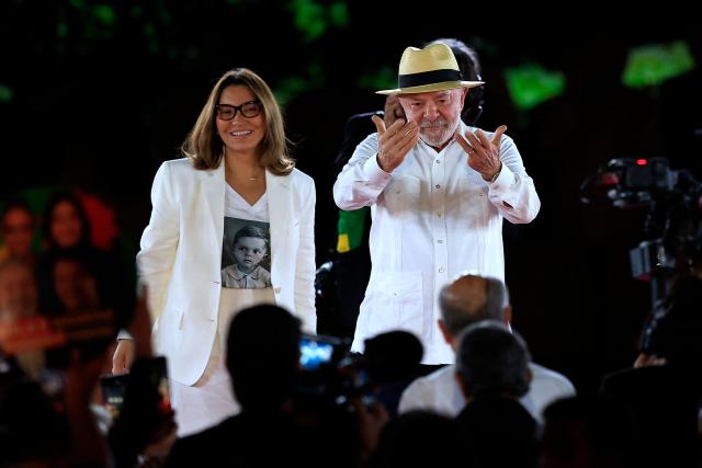 Brazil's President Luiz Inacio Lula da Silva (R) and Brazil's First Lady Rosangela "Janja" Lula da Silva attend the Workers' Party (PT) national convention in Sao Paulo, Brazil, on August 2, 2026, where Lula formally announces his bid for re-election. At 80, President Lula on July 2 launches his bid for re-election, casting himself as a defender of Brazil's "sovereignty" as pressure from President Donald Trump's administration casts a shadow over the campaign. (Photo by Miguel SCHINCARIOL / AFP)