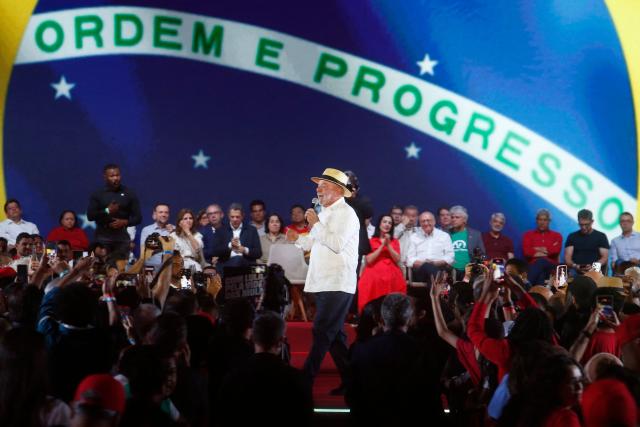 Brazil's President Luiz Inacio Lula da Silva speaks during the Workers' Party (PT) national convention in Sao Paulo, Brazil, on August 2, 2026, where he formally announces his bid for re-election. At 80, President Lula on July 2 launches his bid for re-election, casting himself as a defender of Brazil's "sovereignty" as pressure from President Donald Trump's administration casts a shadow over the campaign. (Photo by Miguel SCHINCARIOL / AFP)