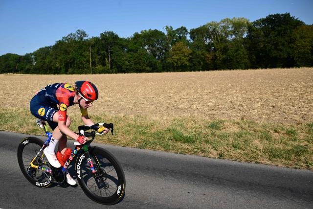 Lidl-Trek's Dutch rider Riejanne Markus competes in a breakaway during the second (out of 9) stage of the fifth edition of the Women's Tour de France cycling race, 147.9 km from Aigle to Geneva, on August 2, 2026. (Photo by Nicolas TUCAT / AFP)