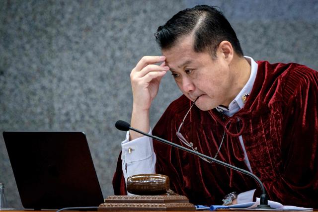 Senate President Sherwin Gatchalian sits as a senator judge during the impeachment trial of Philippine Vice President Sara Duterte at the Senate of the Philippines in Pasay, Metro Manila on August 3, 2026.  (Photo by Ezra Acayan / POOL / AFP)