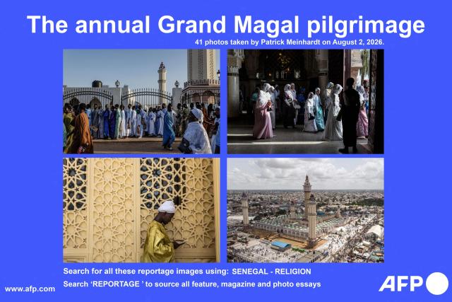 AFP presents 41 photos taken by AFP photographer Patrick Meinhardt showing followers of the Mouride Brotherhood gathering inside the Grand Mosque of Touba during the Grand Magal, an annual religious pilgrimage commemorating the departure into exile of the brotherhood's founder, Cheikh Ahmadou Bamba, in Touba on August 2, 2026.
Millions of followers travelled to the holy city of Touba for what is considered one of the world's largest religious gatherings, commemorating the exile of the founder of Mouridism, Cheikh Ahmadou Bamba, also known as Serigne Touba. In 1895, French colonial authorities exiled Serigne Touba to Gabon, concerned about his growing influence. He briefly returned to Senegal in 1902 before being exiled again to Mauritania from 1903 to 1907.. Search for all these reportage images using:
SENEGAL-RELIGION
Search "REPORTAGE" to source all feature, magazine and photo essays. (Photo by Patrick MEINHARDT / AFP)