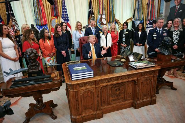 US President Donald Trump speaks after signing an executive order in the Oval Office of the White House in Washington, DC, on August 3, 2026. (Photo by Jim WATSON / AFP)