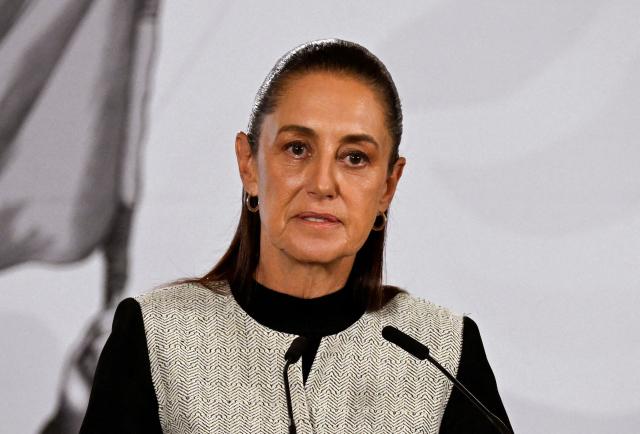 Mexico's President Claudia Sheinbaum speaks during her daily press conference at the National Palace in Mexico City on August 03, 2026. (Photo by Alfredo ESTRELLA / AFP)