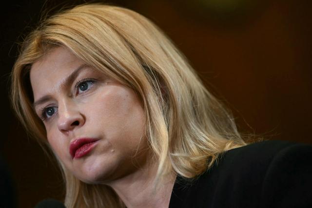 (FILES) Ukrainian Ambassador to the United States Olha Stefanishyna testifies during a Senate Appropriations Subcommittee on State, Foreign Operations and Related Programs hearing titled "The Abduction of Ukrainian Children by the Russian Federation" on Capitol Hill, in Washington, DC on December 3, 2025. Ukrainian President Volodymyr Zelensky has on August 3, 2026, dismissed his ambassador to the United States, Olga Stefanishyna, in a move that had been expected following a government reshuffle last month. (Photo by Jim WATSON / AFP)