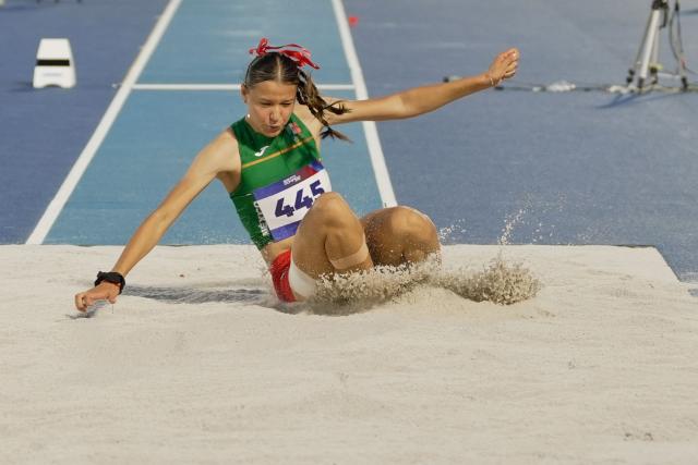 Mexico's Paola del Real competes in the women's triple jump final event during the XXV Central American and Caribbean Games at the Felix Sanchez Olympic Stadium in Santo Domingo on August 3, 2026. (Photo by Francesco SPOTORNO / AFP)