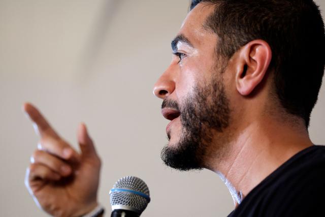 Democratic US Senate candidate Abdul El-Sayed speaks at his Get Out the Vote rally in Detroit, Michigan, on August 3, 2026. El-Sayed is hoping to defeat US Representative Haley Stevens in the Democratic primary to advance to the general election in November. The candidates are vying for Michigan's US Senate seat to replace retiring Democratic Senator Gary Peters. (Photo by JEFF KOWALSKY / AFP)
