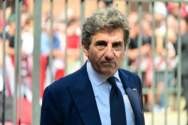 Italian businessman Urbano Cairo arrives to attend the funeral of late Italy's former football player Franco Baresi at the Sant’Ambrogio Basilica in Milan on August 4, 2026. (Photo by Stefano RELLANDINI / AFP)