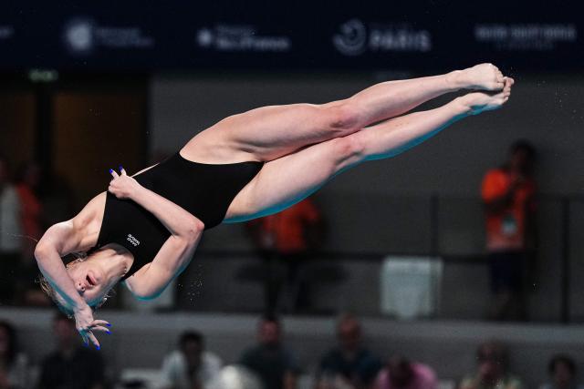 Neutral Athletes diver Nadezhda Trifonova competes in the women’s 3m springboard diving final event during the LEN European Aquatics Championships, at the Olympic Aquatics Centre in Saint-Denis, northeastern suburbs of Paris, on August 4, 2026. (Photo by Dimitar DILKOFF / AFP)