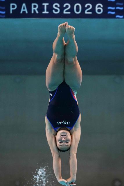 Italy's diver Chiara Pellacani competes in the women’s 3m springboard diving final event during the LEN European Aquatics Championships, at the Olympic Aquatics Centre in Saint-Denis, northeastern suburbs of Paris, on August 4, 2026. (Photo by Dimitar DILKOFF / AFP)