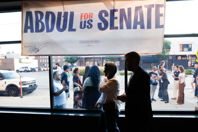 People arrive for Democratic US Senate candidate Abdul El-Sayed's election night event at The Majestic Theatre in Detroit, Michigan, on August 4, 2026. El-Sayed is hoping to defeat US Representative Haley Stevens in the Democratic primary to advance to the general election in November. The candidates are vying for Michigan's US Senate seat to replace retiring Democratic Senator Gary Peters. (Photo by JEFF KOWALSKY / AFP)
