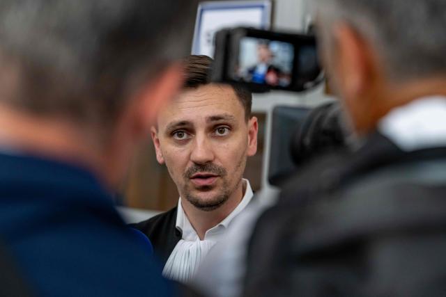 French streamer Owen Cenazandotti's lawyer Fabien Carles speaks to journalists at the courthouse of Nice, French riviera on August 5, 2026, after the deliberation of the trial of his client, along with fellow streamer Safine Hamadi, known as Safine, over allegations of violence whose partner Raphael Graven, known online as Jean Pormanove, died during a live stream in August 2025. On August 5, 2026, the Criminal Court of Nice sentenced the two streamers Naruto and Safine to suspended prison terms, a fine and a six-month "digital ban" after they were tried over online violence and humiliation that preceded the death of Jean Pormanove in August 2025. (Photo by Miguel MEDINA / AFP)