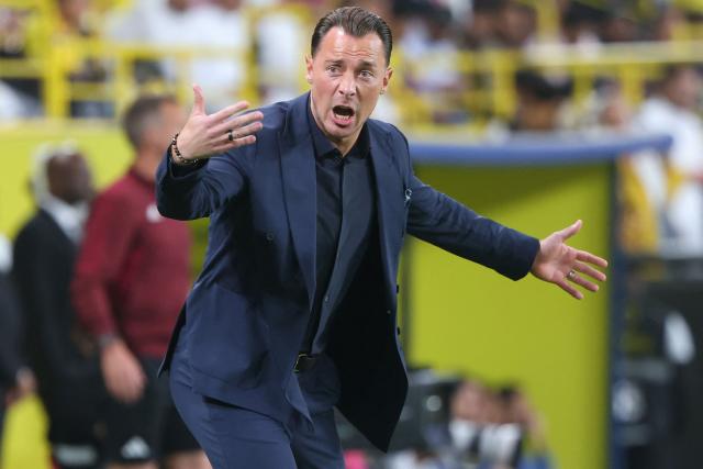 (FILES) Ahli's German coach Matthias Jaissle reacts during the Saudi Pro League football match between Al-Nassr and Al-Ahli at the Al-Awwal Park Stadium in Riyadh on April 29, 2026. Newcastle have appointed Matthias Jaissle as their new head coach following Eddie Howe's departure, the English Premier League club announced on August 5, 2026. (Photo by Fayez Nureldine / AFP)