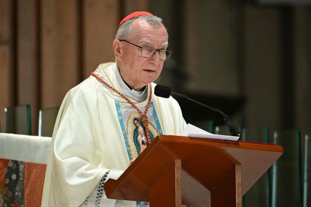 The Secretary of State of the Vatican, Cardinal Pietro Parolin, conducts a mass at the Basilica of Guadalupe during his visit to Mexico City in August 5, 2026. (Photo by YURI CORTEZ / AFP)