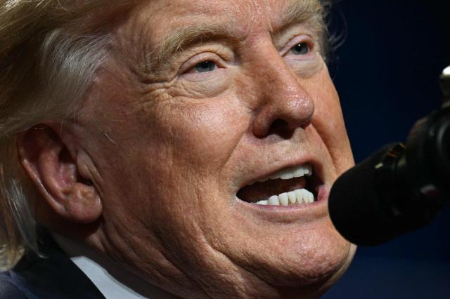 US President Donald Trump gestures speaks during an event promoting his administration's recent tax-relief initiative at Red Rock Casino Resort and Spa in Las Vegas, Nevada, on August 5, 2026. (Photo by Jim WATSON / AFP)