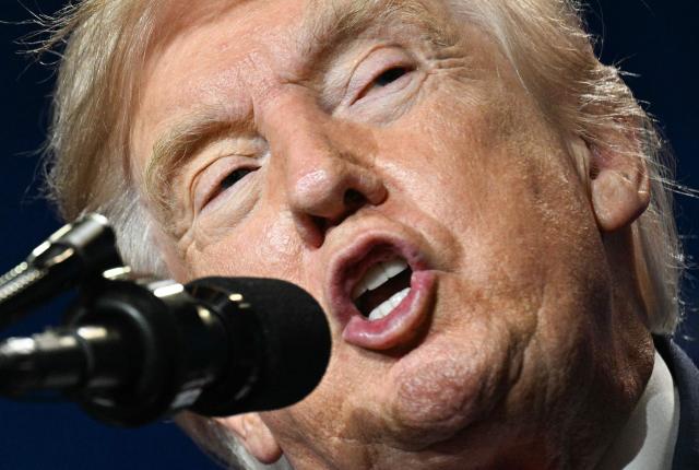 US President Donald Trump speaks at an event promoting his administration's recent tax-relief initiative at Red Rock Casino Resort and Spa in Las Vegas, Nevada, on August 5, 2026. (Photo by Jim WATSON / AFP)