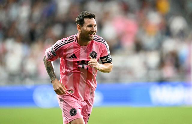 Inter Miami's Argentine forward #10 Lionel Messi smiles during the Leagues Cup 2026 group-stage football match between Inter Miami CF and Atletico de San Luis at Nu Stadium in Miami, Florida, on August 5, 2026. (Photo by CHANDAN KHANNA / AFP)