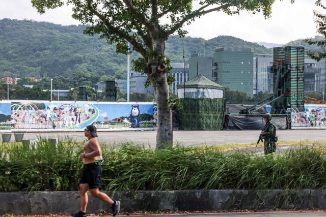 Sky Bow III missile system are deployed at a local park during the annual Han Kuang military exercise in Taipei on August 6, 2026. (Photo by I-Hwa Cheng / AFP)