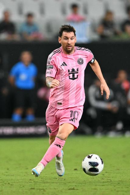 Inter Miami's Argentine forward #10 Lionel Messi controls the ball during the Leagues Cup 2026 group-stage football match between Inter Miami CF and Atletico de San Luis at NU Stadium in Miami, Florida, on August 5, 2026. (Photo by CHANDAN KHANNA / AFP)