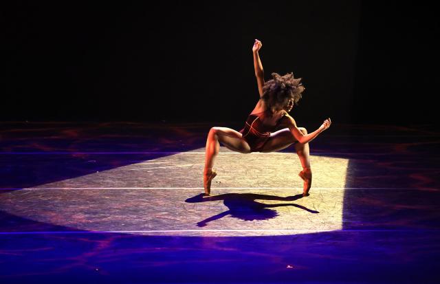 Dancer April Watson from Complexions Contemporary Ballet performs a scene from “Ave Maria during The Joyce Ballet Festival curated by Misty Copeland at the Joyce Theater in New York on August 5, 2026. The two-week Joyce Ballet Festival of 2026 is curated by US ballet dancer Misty Copeland. (Photo by TIMOTHY A. CLARY / AFP)