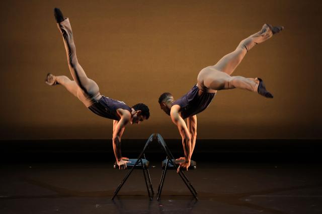 Dancers Elias Re and Renan Cerdeiro perform a scene from “Interactions” during of The Joyce Ballet Festival at The Joyce Theater in New York, on August 5, 2026. The two-week Joyce Ballet Festival of 2026 is curated by US ballet dancer Misty Copeland. (Photo by TIMOTHY A. CLARY / AFP)