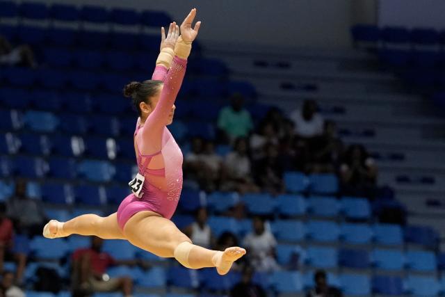 Panama's Ana Lucia Beitia competes in the women's floor exercise final during the XXV Central American and Caribbean Games in Santo Domingo on August 6, 2026. (Photo by Francesco SPOTORNO / AFP)