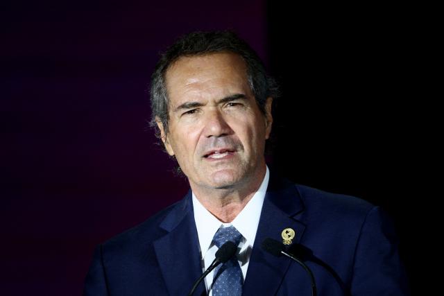 President of the Pan American Sports Organization Neven Ilic speaks during the official countdown celebrations marking one year until the 2027 Pan American Games in Lima on August 6, 2026. (Photo by Connie FRANCE / AFP)