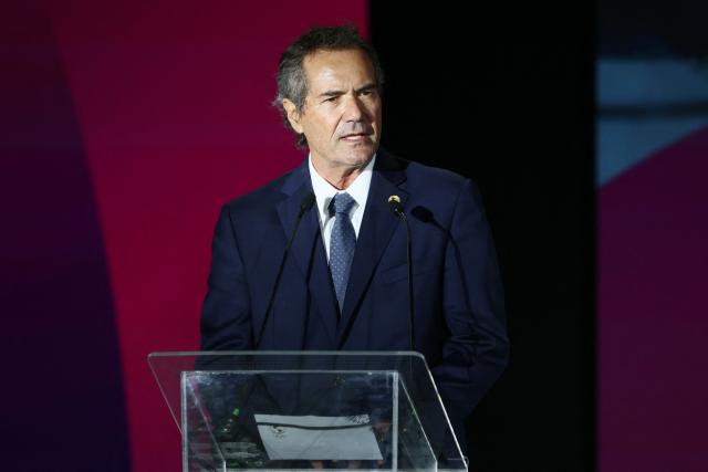 President of the Pan American Sports Organization Neven Ilic speaks during the official countdown celebrations marking one year until the 2027 Pan American Games in Lima on August 6, 2026. (Photo by Connie FRANCE / AFP)
